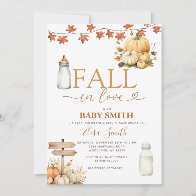 Convite Apaixonados Bombas De Outono Deixa Chá de fraldas (Frente)