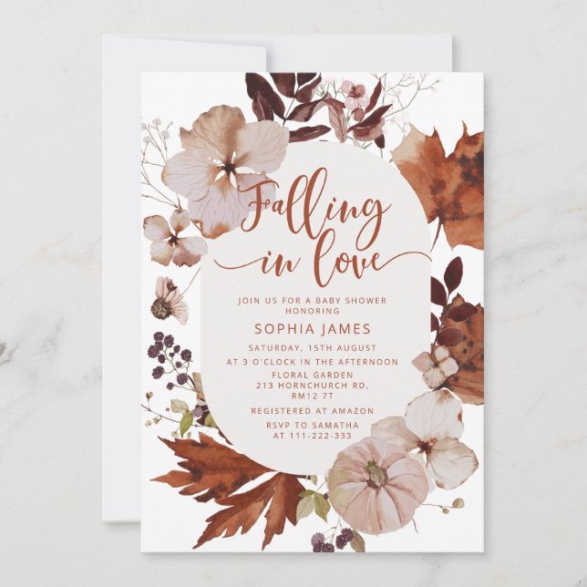 Convite Apaixonando o chá de fraldas de abóbora (Frente)