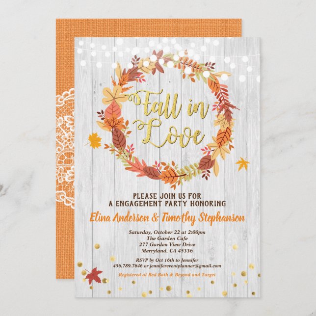 Convite Apaixonar a coroa da festa de noivado (Frente/Verso)