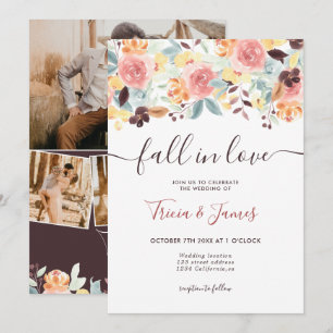 Convite Apaixonar as iniciais florais de fotos rústicas