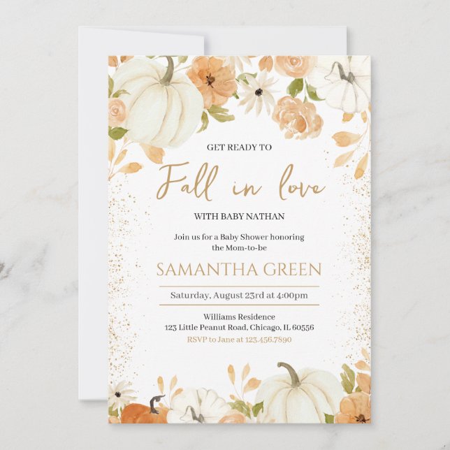 Convite Apaixonar-se pelo Chá de fraldas Bebê (Frente)