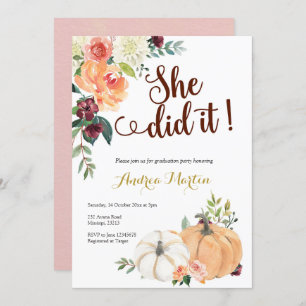 Convite apaixonar-se por abóbora festa de formatura