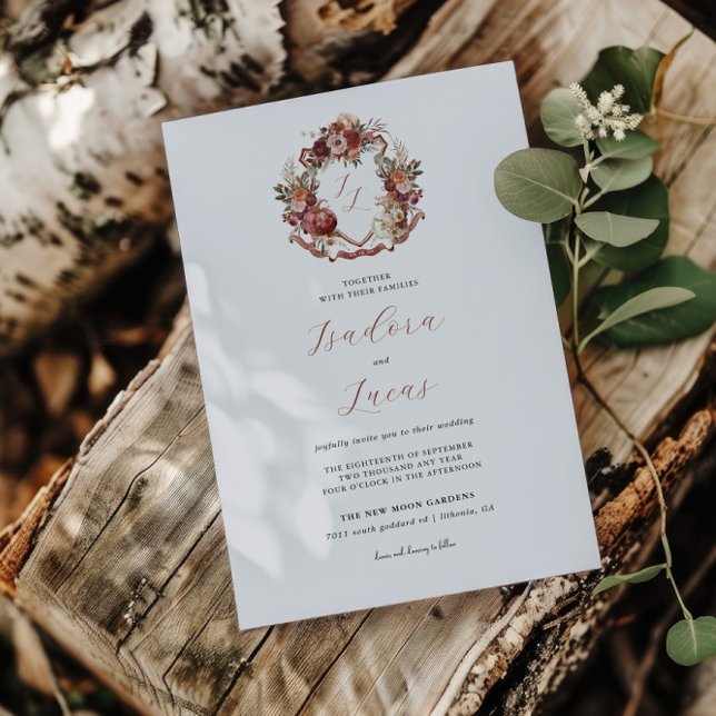 Convite Apaixone-se | Crista de Casamento de Flores de Out (Criador carregado)