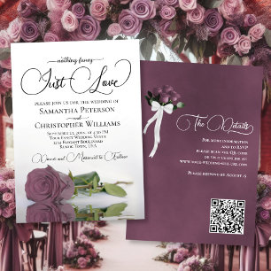 Convite Apenas Ame Casamento de Código QR com Rosa Mauve D