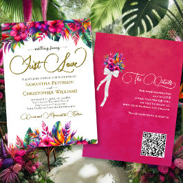 Convite Apenas Ame Casamento de Código QR Floral de Jardim
