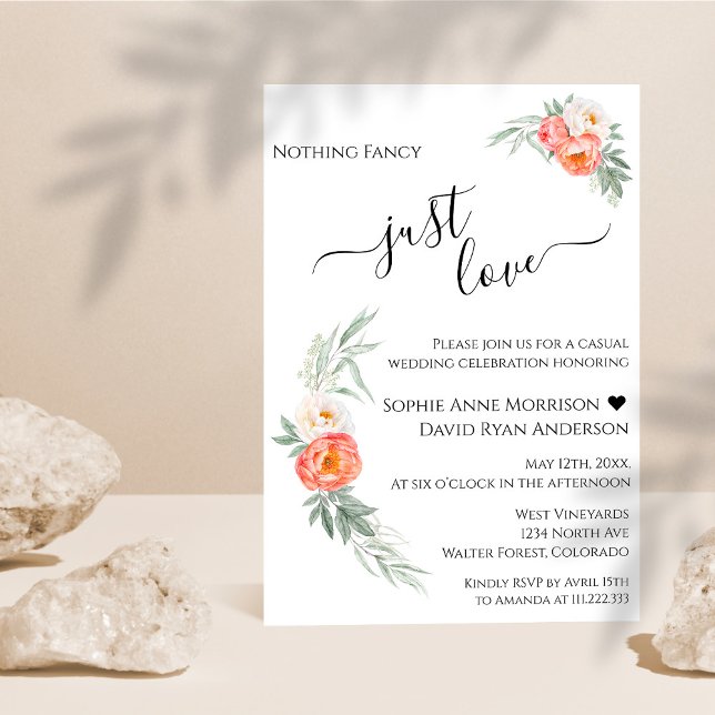 Convite Apenas Amor Caligrafia Casamento Floral De Aquarel (Criador carregado)