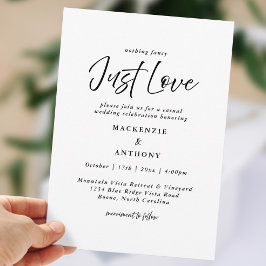 Convite Apenas Amor Carta de Casamento Preto Branco Modern