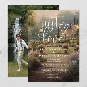 Convite Apenas Amor Elegante Casamento de Campo Rústico no