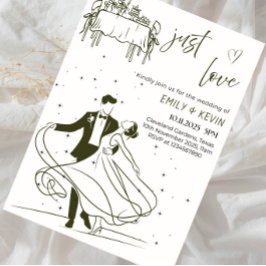 Convite Apenas Amor Elegante Festa de Casamento Minimalist