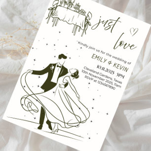 Convite Apenas Amor Elegante Festa de Casamento Minimalist