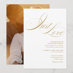 Convite Apenas Amor Elegante Moderno Dourado Cursivo Foto 