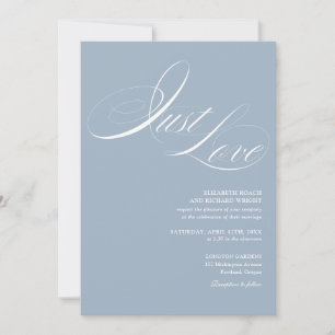 Convite Apenas Amor Elegante Moderno Script Azul Poeirento