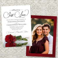 Apenas Amor Elegante Rosa Vermelha Casamento Foto 