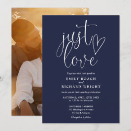 Convite Apenas Amor Elegante Script Foto Casamento Azul Ma