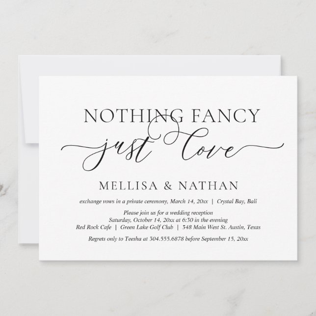 Convite Apenas Amor, Festa de Casamento Intimo (Frente)