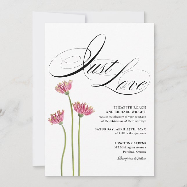 Convite Apenas Amor Floral Flores Silvestres Código QR Cas (Frente)