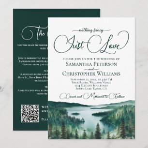 Convite Apenas Amor Rústico Lago Tahoe Código QR Casamento