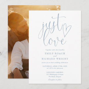 Convite Apenas Amore Grafite Elegante Foto Azul Poeira Cas