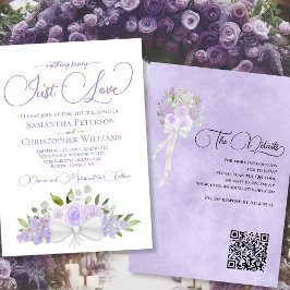 Convite Apenas Lavanda Boho Floral Código QR Casamento