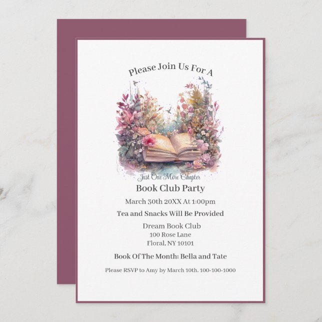 Convite Apenas Mais Um Clube De Livro De Capítulos (Frente/Verso)