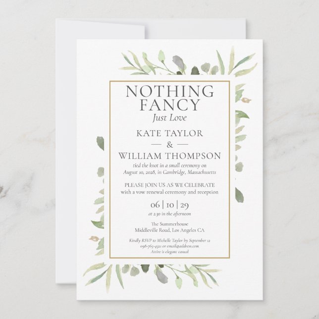 Convite Apenas O Amor Sequel Wedding Vows Greenery (Frente)