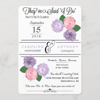 Convite apenas para Recepção de Casamento Floral