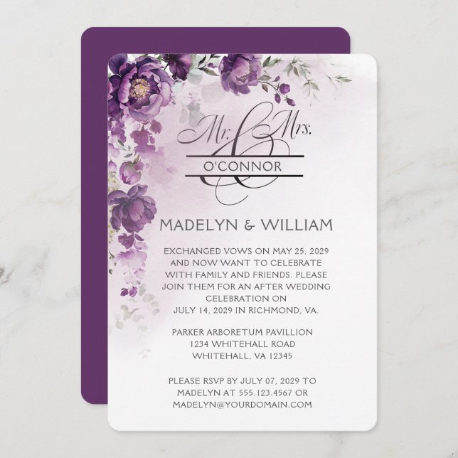 Convite Apenas para Recepção de Pessoas Roxas (Frente/Verso)