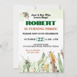 Convite Apenas Um Menino Que Adora Insetos Aniversário