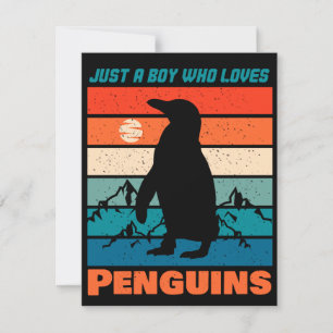 Convite Apenas Um Menino Que Ama Pinguins - Retro Animal