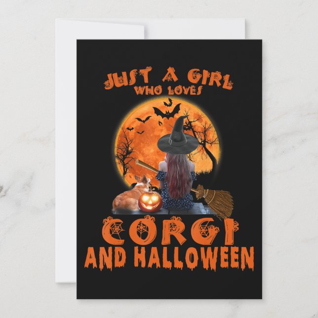 Convite Apenas Uma Garota Que Ama Corgi E Halloween (Frente)