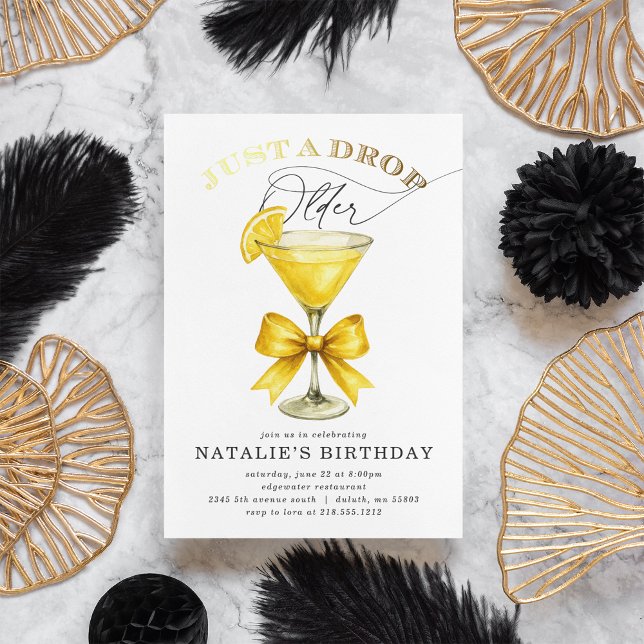 Convite Apenas uma Gota Mais Velha Aniversário Lemon Drop (Just a Drop Older Lemon Drop Birthday Invitation)