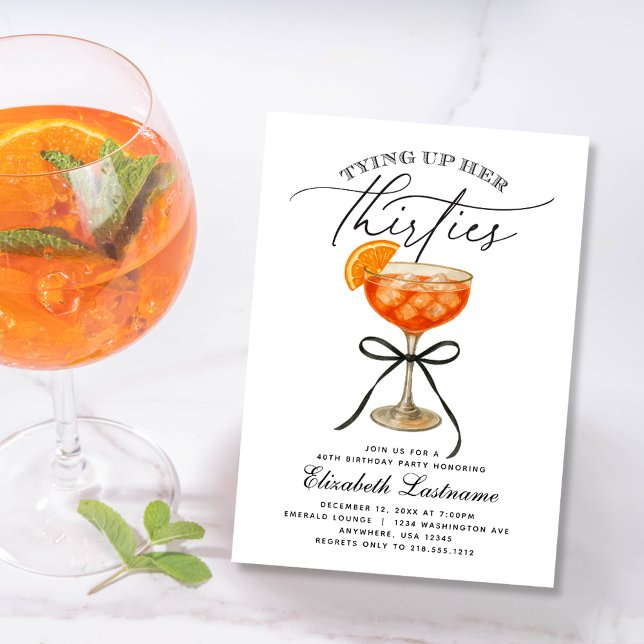 Convite Aperol Spritz Amarrando os Trinta Anos de Idade (Aperol Sprritz Tying Up Her Thirties Birthday Invitation)
