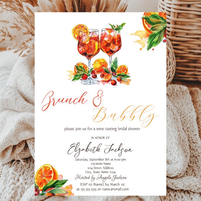 Convite Aperol Spritz de Aquarela Laranja Brunch & Espuman (Criador carregado)