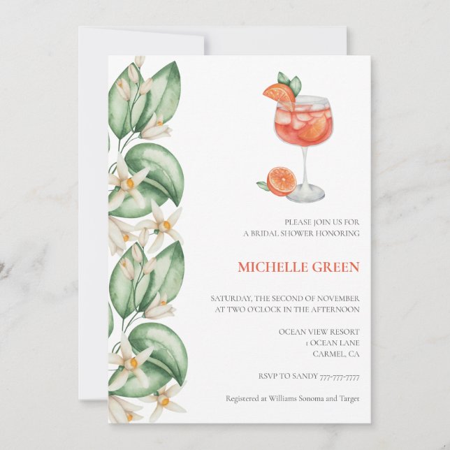 Convite Aperol Spritz Orange Chá de panela (Frente)