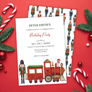 Convite Apertador de nozes de Natal com trem aniversário N