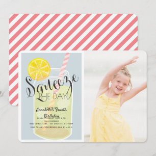 Convite Aperte o dia, Lemonade Jar, Foto de aniversário