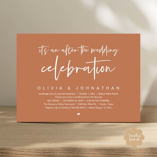 Convite Após A Celebração Do Casamento Partido Jante Moder (It's an after The Wedding Celebration Modern Dinner Lunch Brunch Party Invites Card Copper Brown)