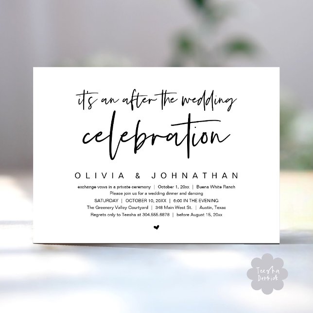 Convite Após A Celebração Do Casamento Partido Jante Moder (It's an after The Wedding Celebration Modern Dinner Lunch Brunch Party Invites Card White Black)