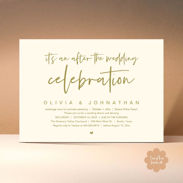 Convite Após A Celebração Do Casamento Partido Jante Moder (It's an after The Wedding Celebration Modern Dinner Lunch Brunch Party Invites Card  PDF Yellow Gold)