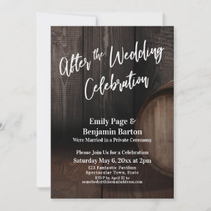 Convite Após a Celebração do Casamento Rustic Wooden Ba