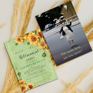 Convite Aposentação da Aquarela de Sunflower Vintage Garde