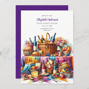 Convite Aposentação de Aniversário do Partido Picnic Elega