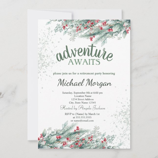 Convite Aposentação de Berries de Ramificação de Árvore Pi (Frente)