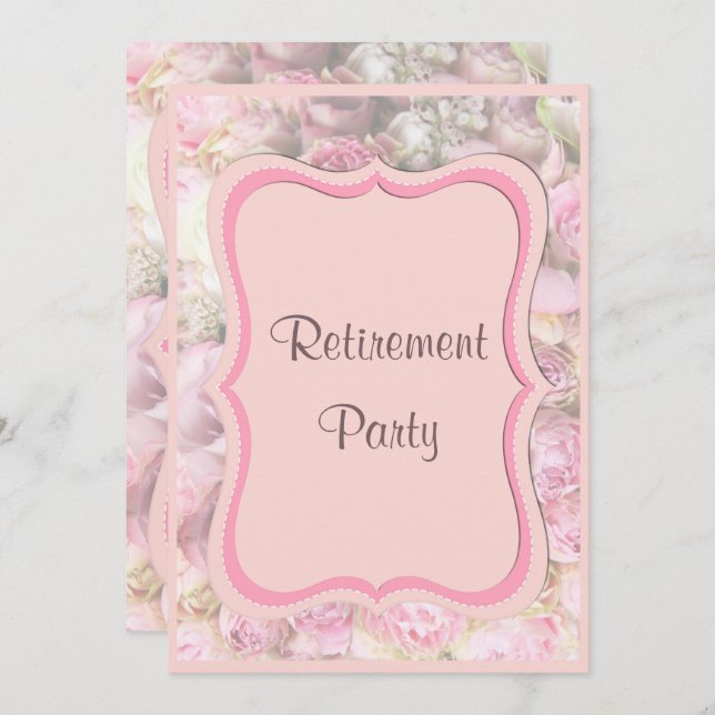 Convite Aposentação de Buquê com estrutura elegante e româ (Frente/Verso)