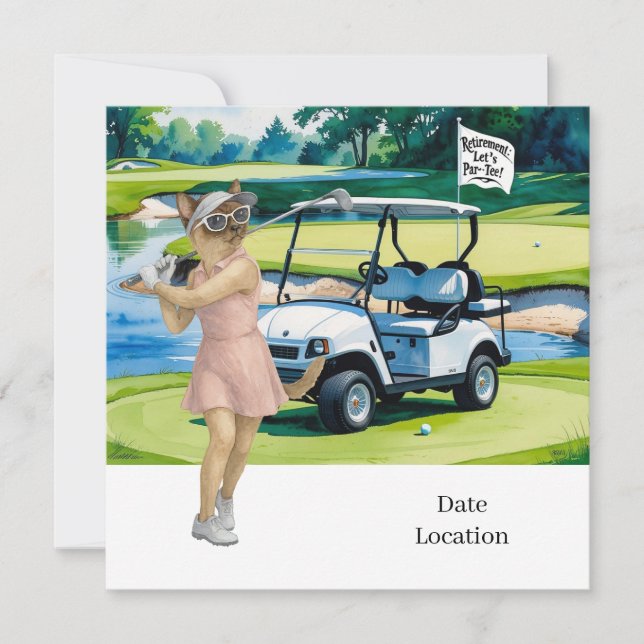 Convite Aposentação de Golfe para Invasores de Gato Siames (Frente)