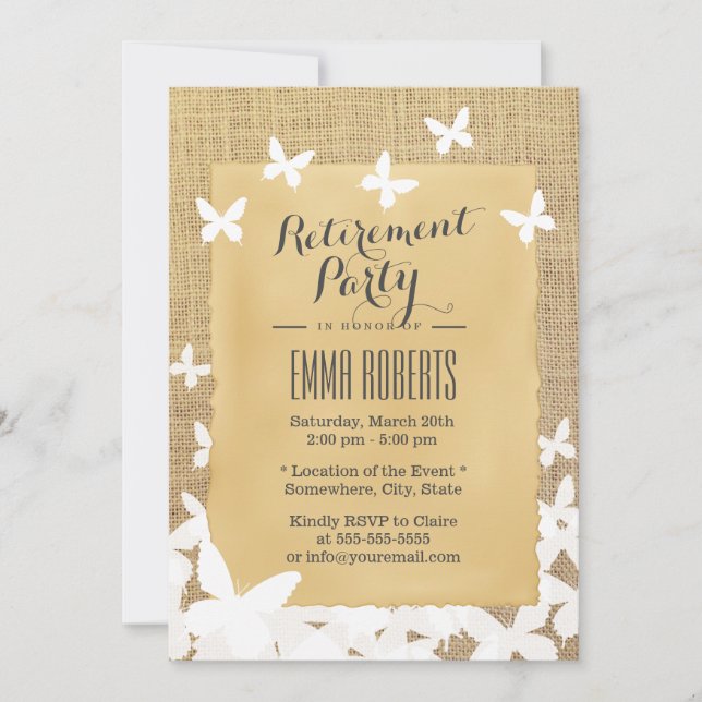 Convite Aposentadoria das borboletas voadoras de na moda (Frente)