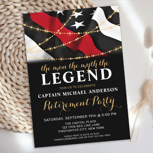 Convite Aposentadoria de bombeiros finos da linha vermelha (Criador carregado)