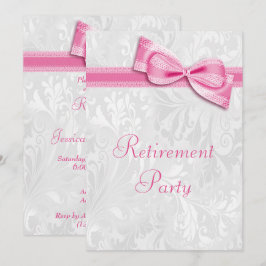 Convite Aposentadoria de Rosa Damask e Laço Falso