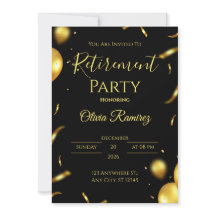 Aposentadoria Elegante Preto e Dourado