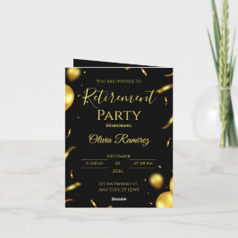 Convite Aposentadoria Elegante Preto e Dourado